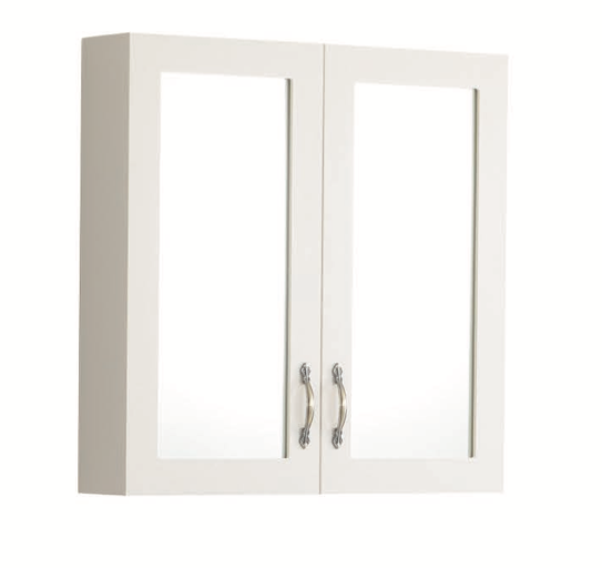 KDK 750mm Traditional Design Mirror Cabinet 100% Waterproof Pvc Creamy White